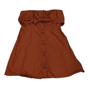 Free People Terra Cotta Strapless Button Down Tie Front Top Size M